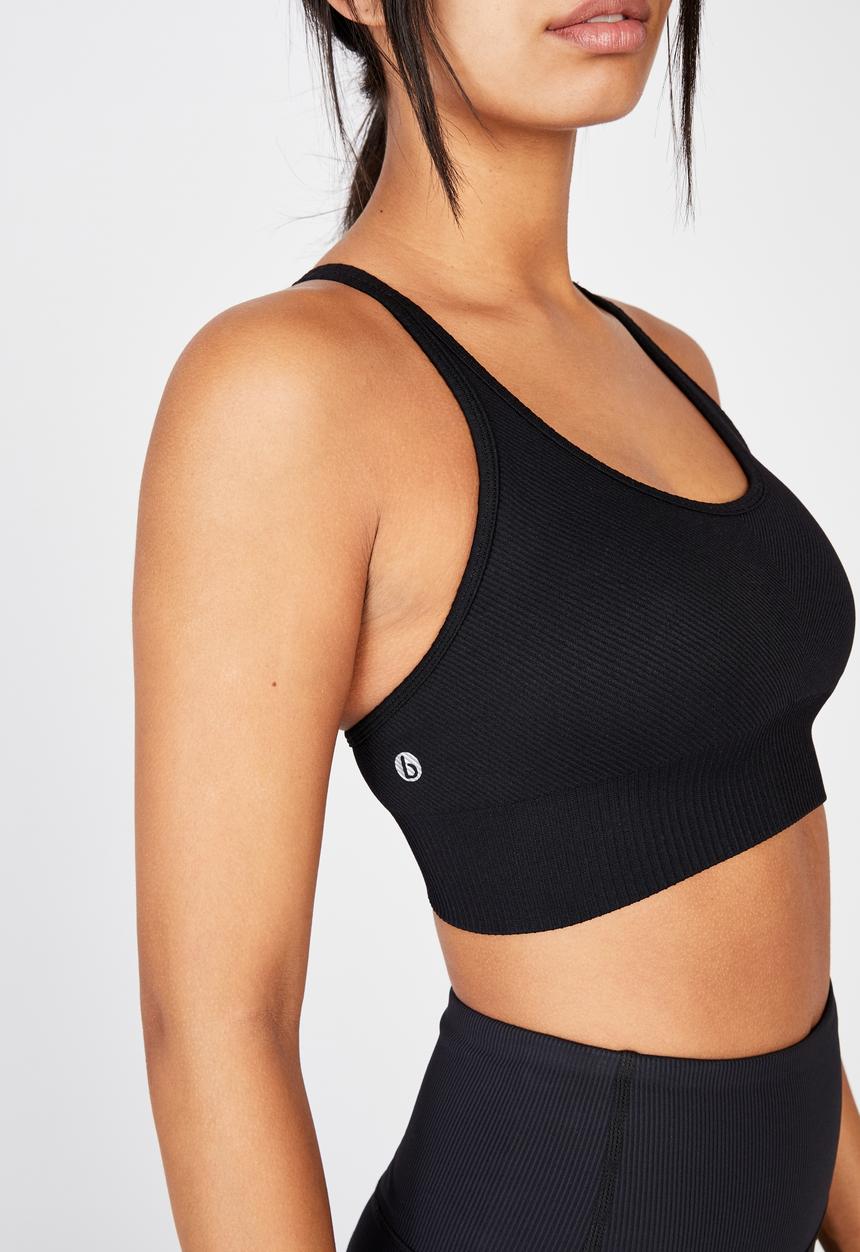 Cotton On - Lifestyle rib seamless crop - black