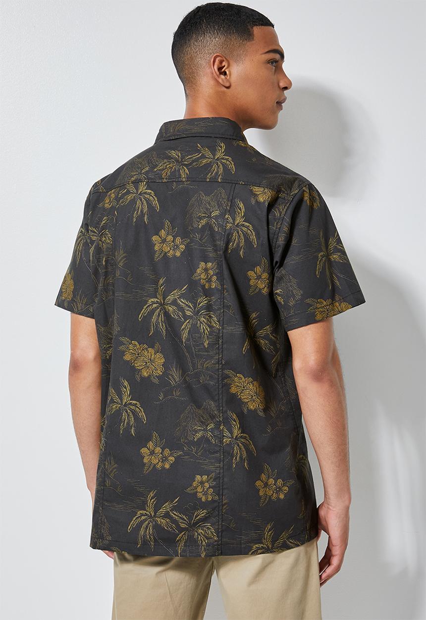 Superbalist - Theo regular fit pattern shirt - black & brown 