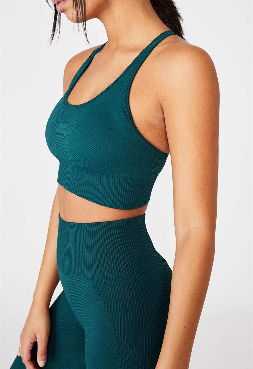 Cotton On - Lifestyle rib seamless crop - june bug