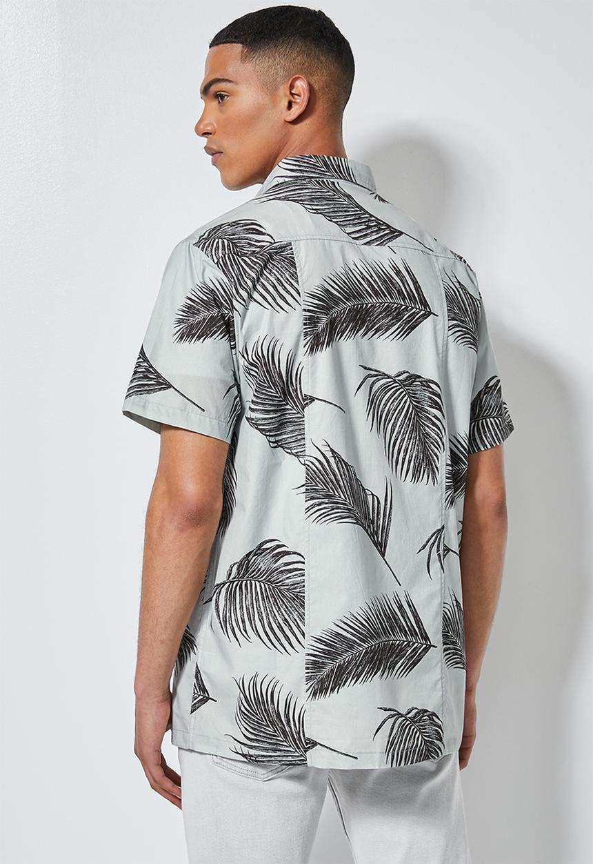 Superbalist - Theo regular fit pattern shirt - grey & black 