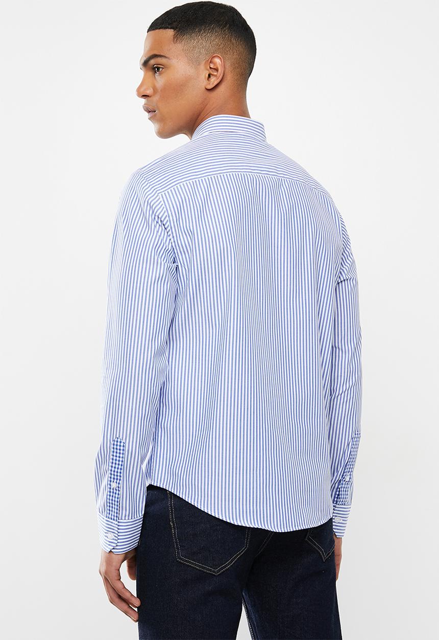 Pringle of Scotland - Daxton long sleeve styled short - blue & white 