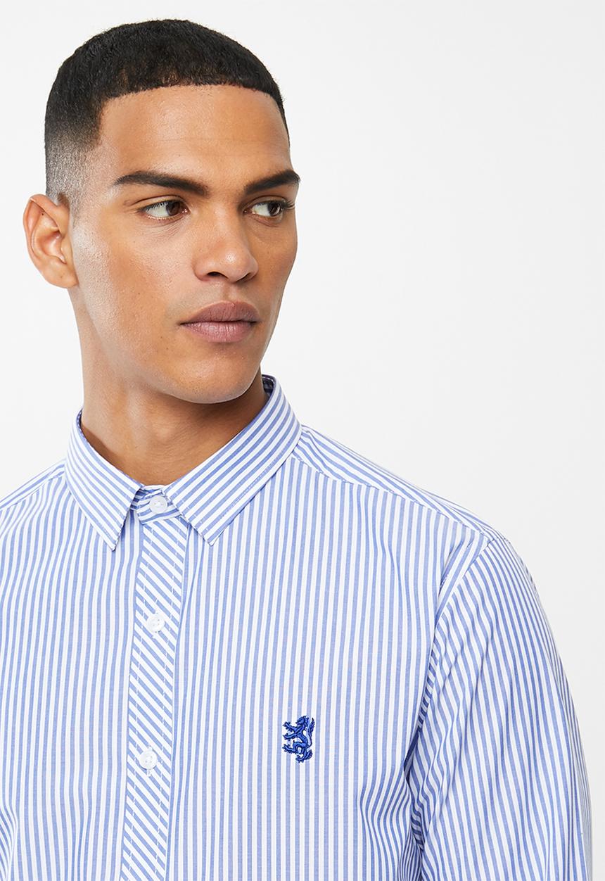 Pringle of Scotland - Daxton long sleeve styled short - blue & white 
