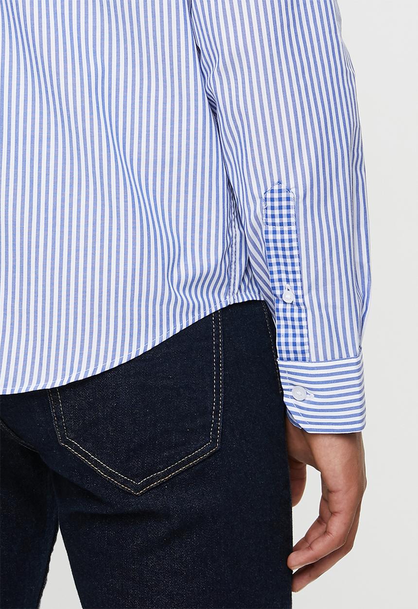 Pringle of Scotland - Daxton long sleeve styled short - blue & white 