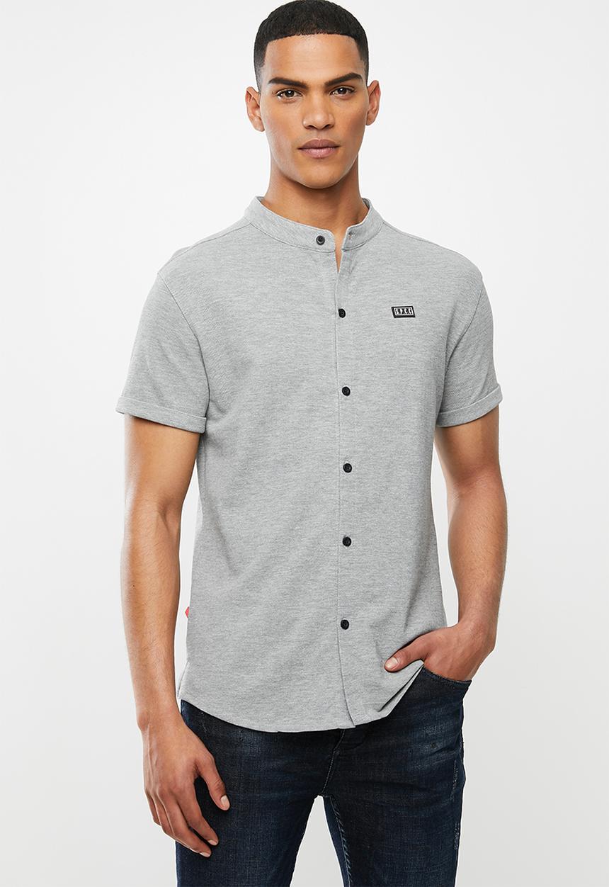 S.P.C.C - Kent signature button through knit shirt - grey 