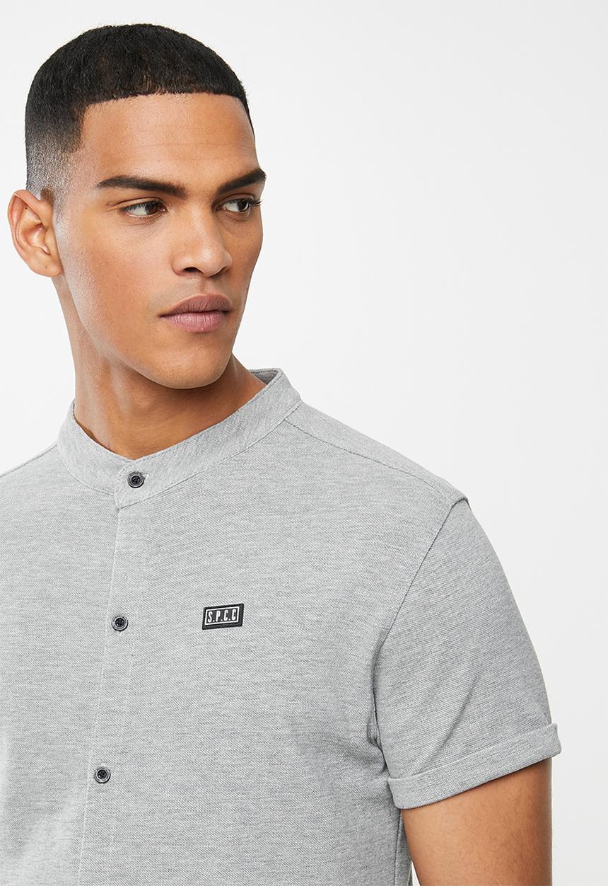 S.P.C.C - Kent signature button through knit shirt - grey 