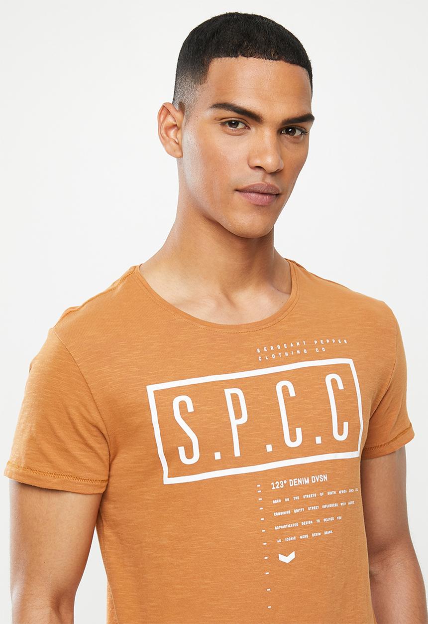 S.P.C.C - Rangoon fashion side slit straight hem T-shirt - tan