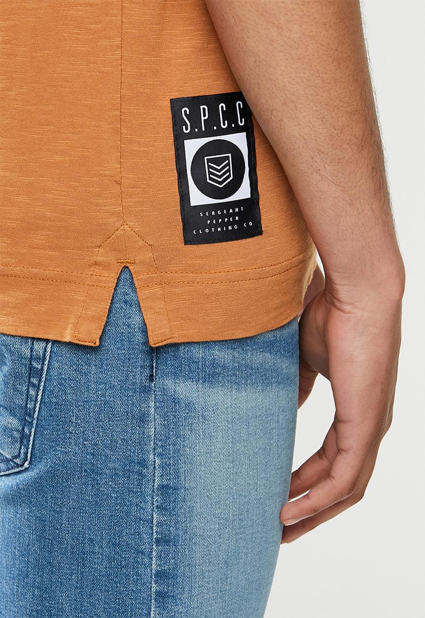 S.P.C.C - Rangoon fashion side slit straight hem T-shirt - tan