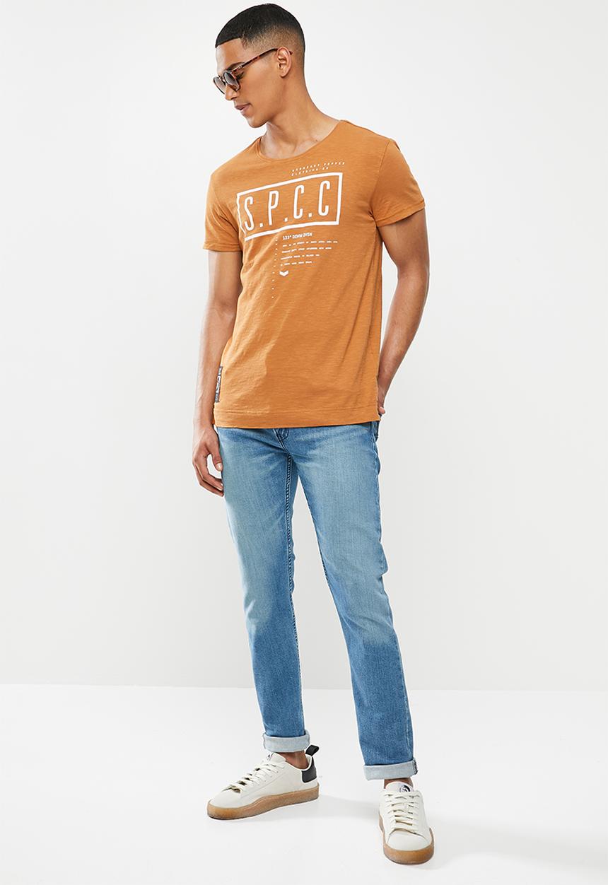 S.P.C.C - Rangoon fashion side slit straight hem T-shirt - tan