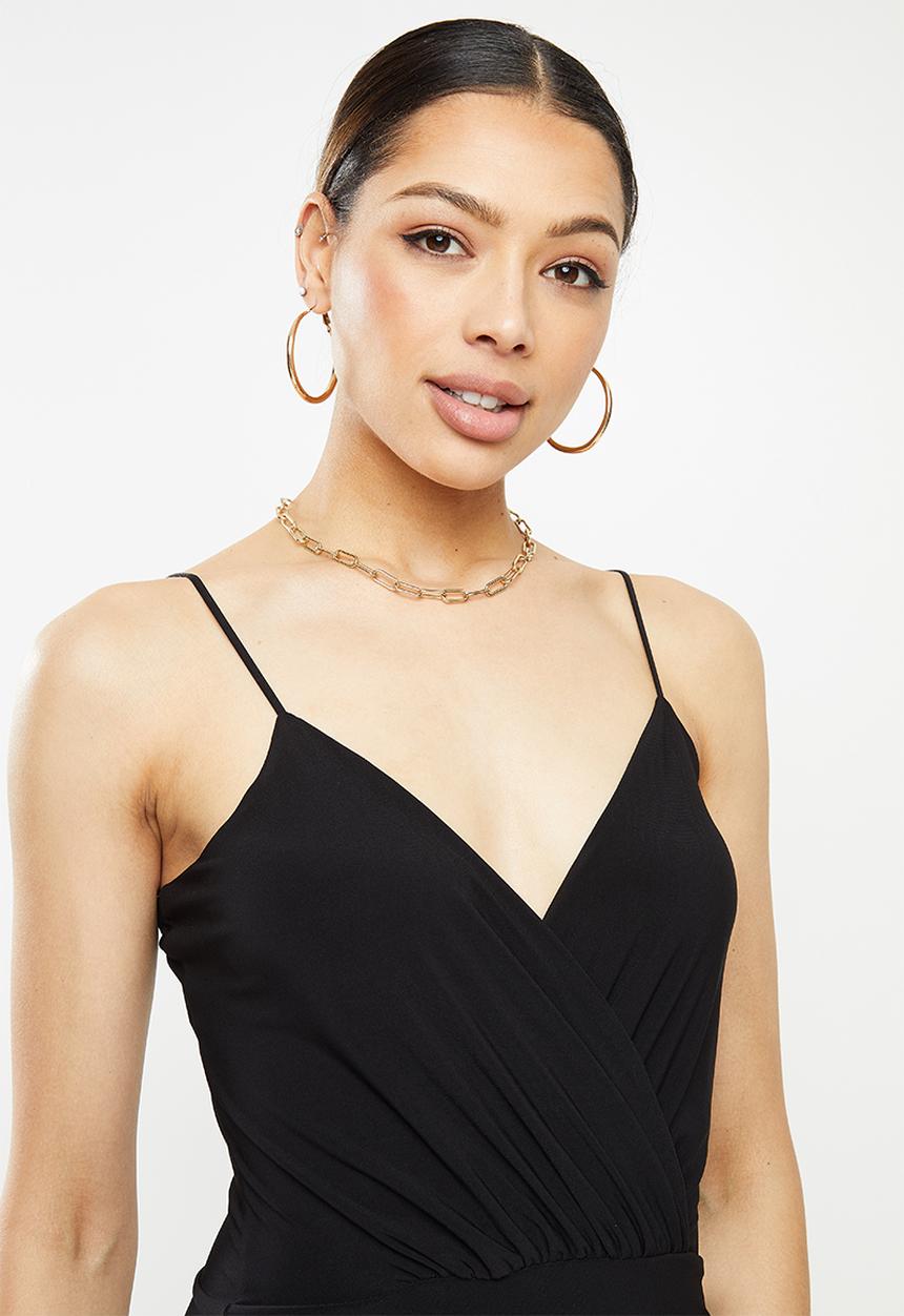 Missguided - Slinky wrap over mini dress - black