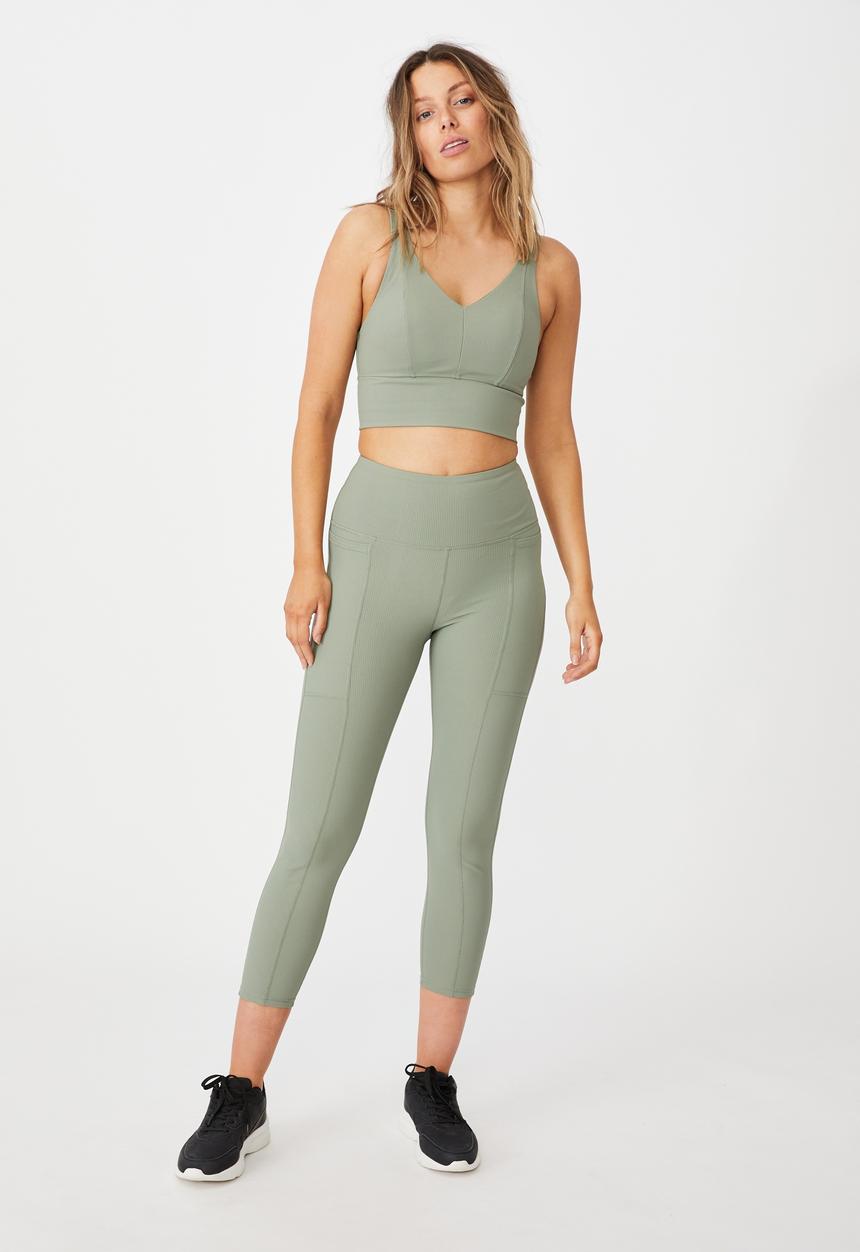Cotton On - Rib V-neck vestlette - basil green