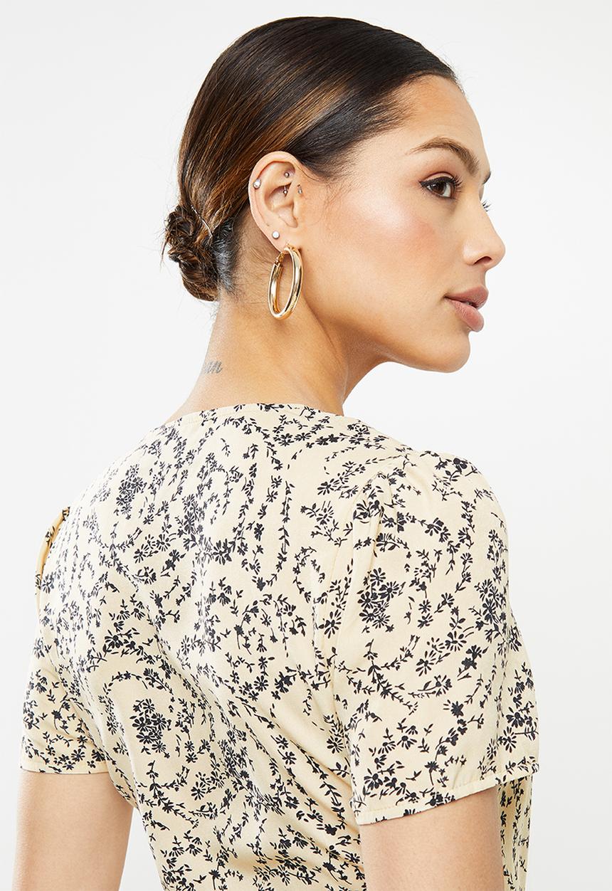 Missguided - Half button tea dress short sleeve - neural 
