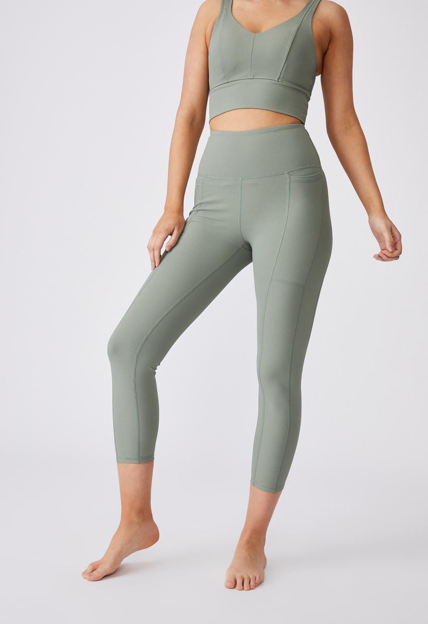 Cotton On - Rib pocket 7/8 tight - basil green