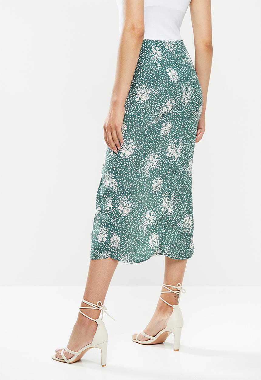 Missguided - Green printed midi slip skirt - green