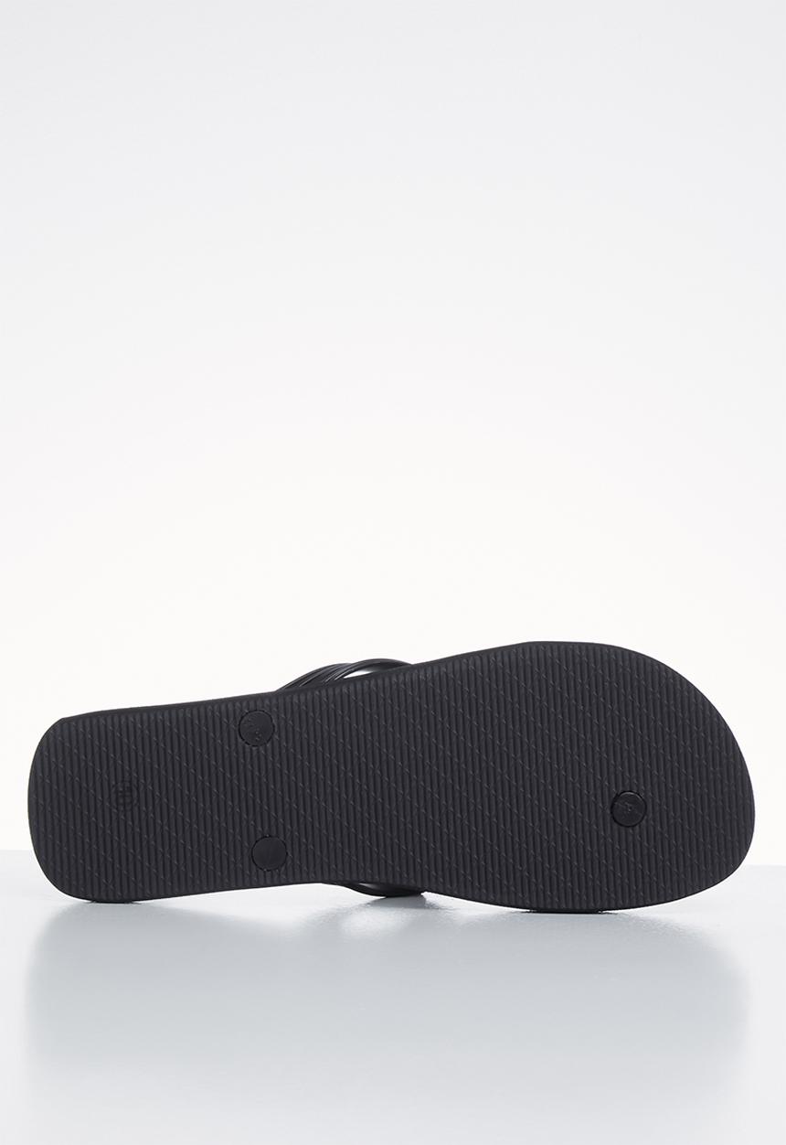 POLO - Andy plain striped flip flop - black