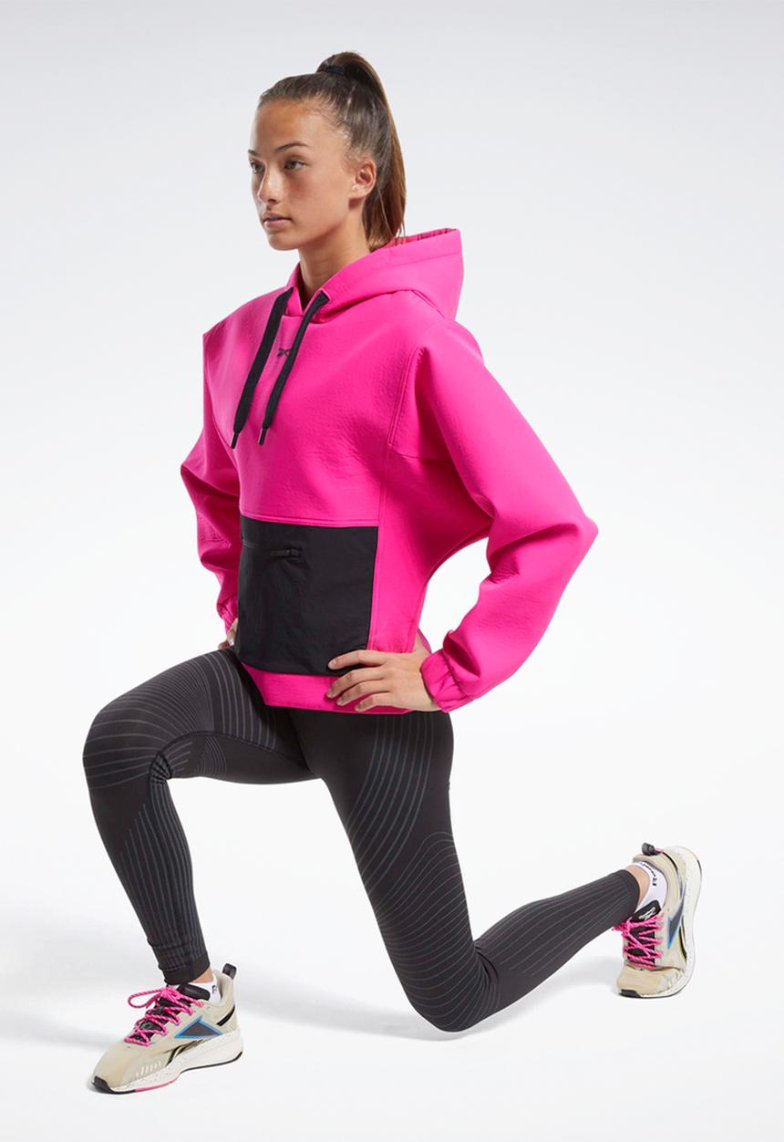 Reebok - Ts edge works hoodie - pink & black