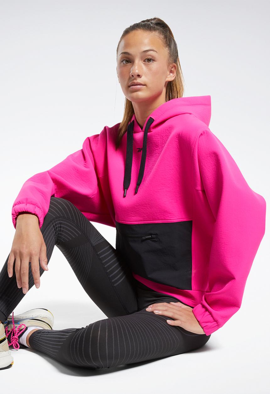 Reebok - Ts edge works hoodie - pink & black