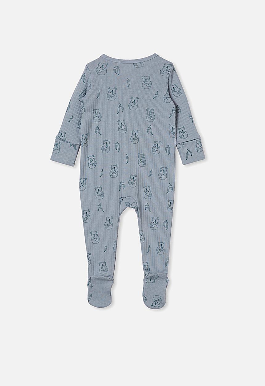 Cotton On - Organic newborn zip through romper - rain cloud cuddly koala