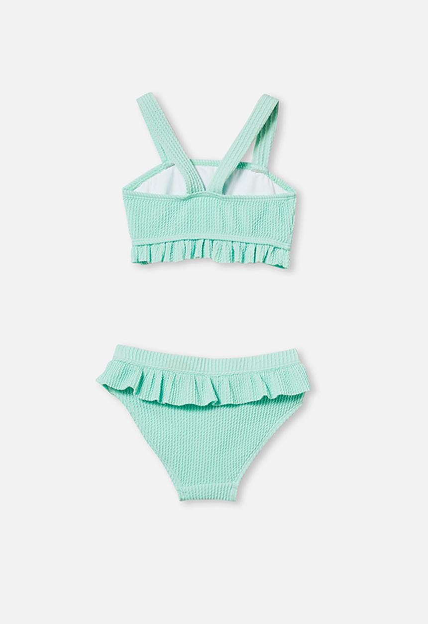 Cotton On - Polly rib ruffle tankini - mint breeze