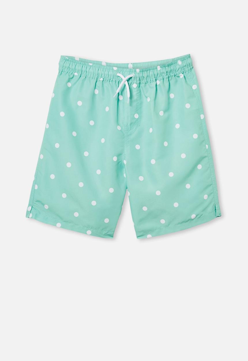 Free by Cotton On - Boys bailey boardshort - green & white 