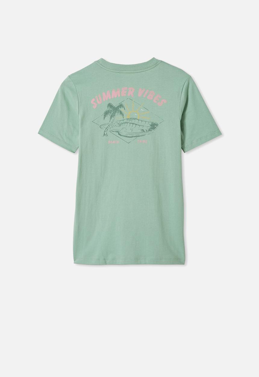 Free by Cotton On - Free boys skater short sleeve tee - green 