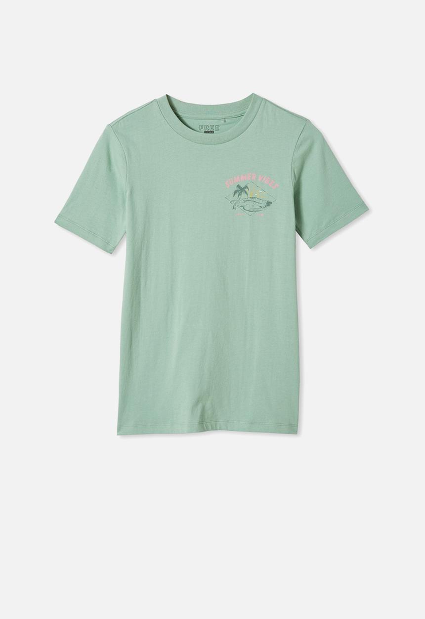 Free by Cotton On - Free boys skater short sleeve tee - green 