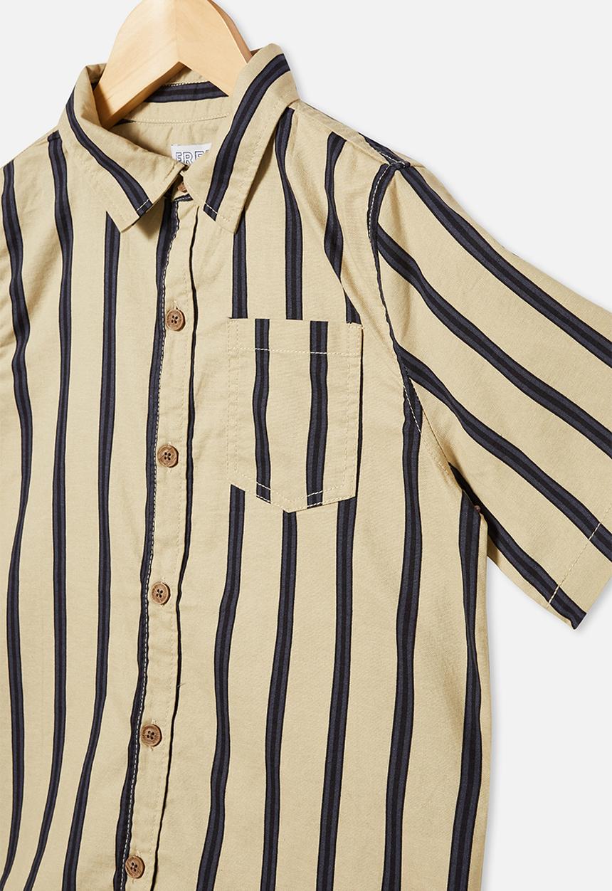 Free by Cotton On - Boys resort short sleeve shirt - neutral & black 