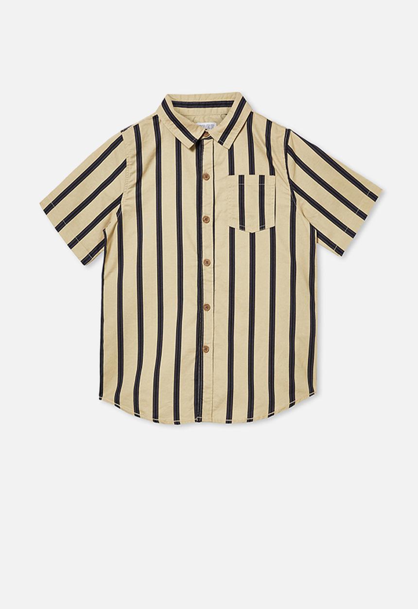 Free by Cotton On - Boys resort short sleeve shirt - neutral & black 