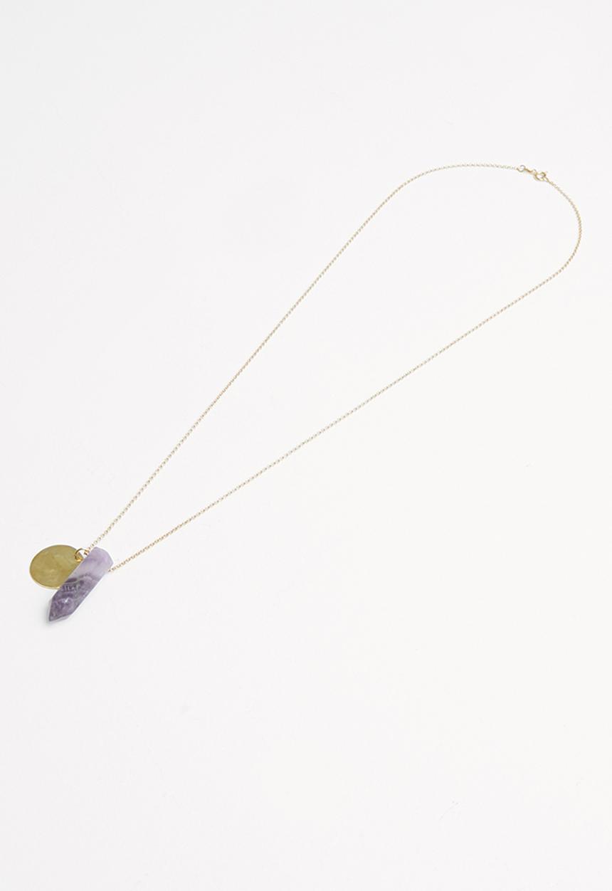 Matter of Fakt - Amethyst pendant necklace - brass