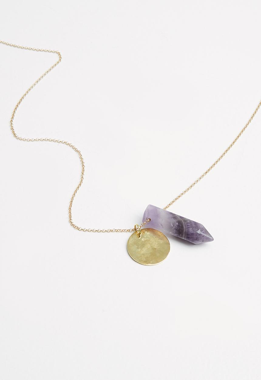 Matter of Fakt - Amethyst pendant necklace - brass