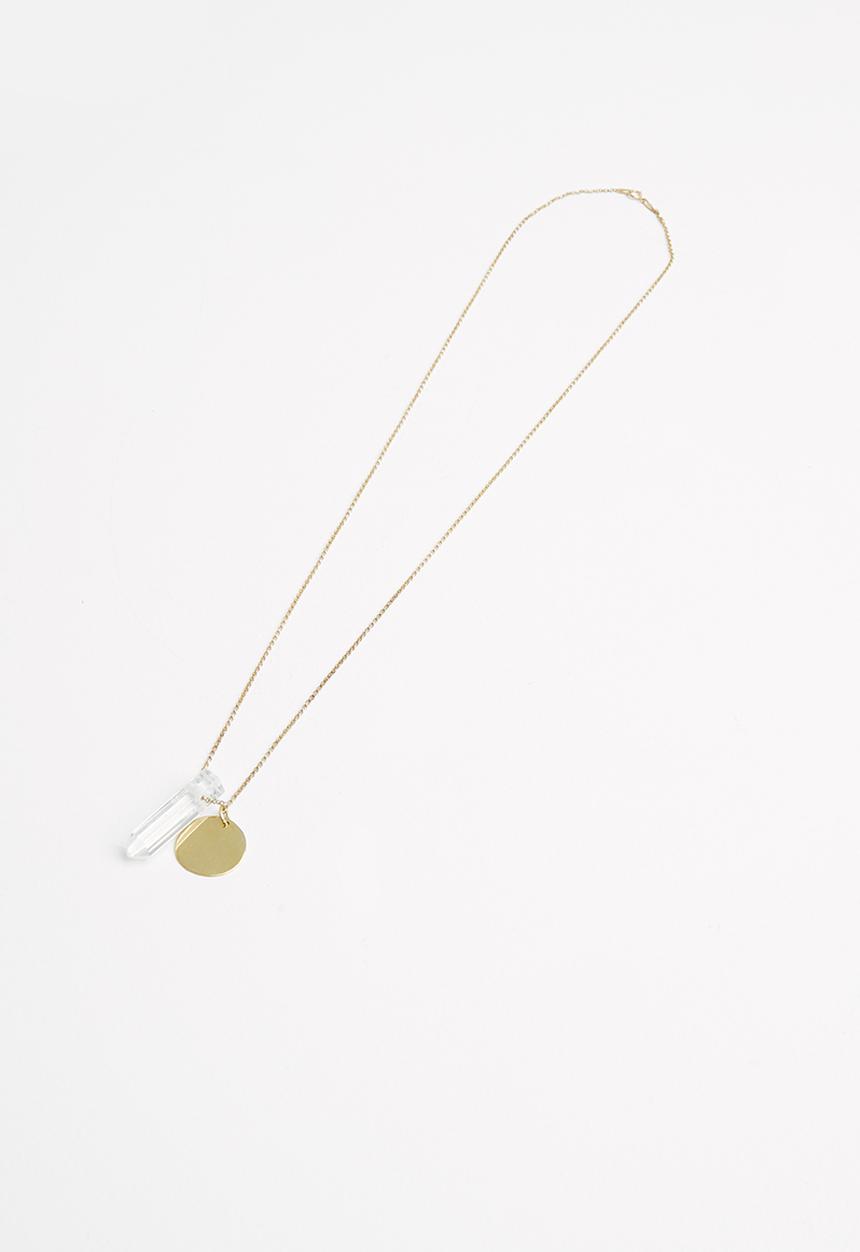 Matter of Fakt - Clear crystal pendant necklace - brass