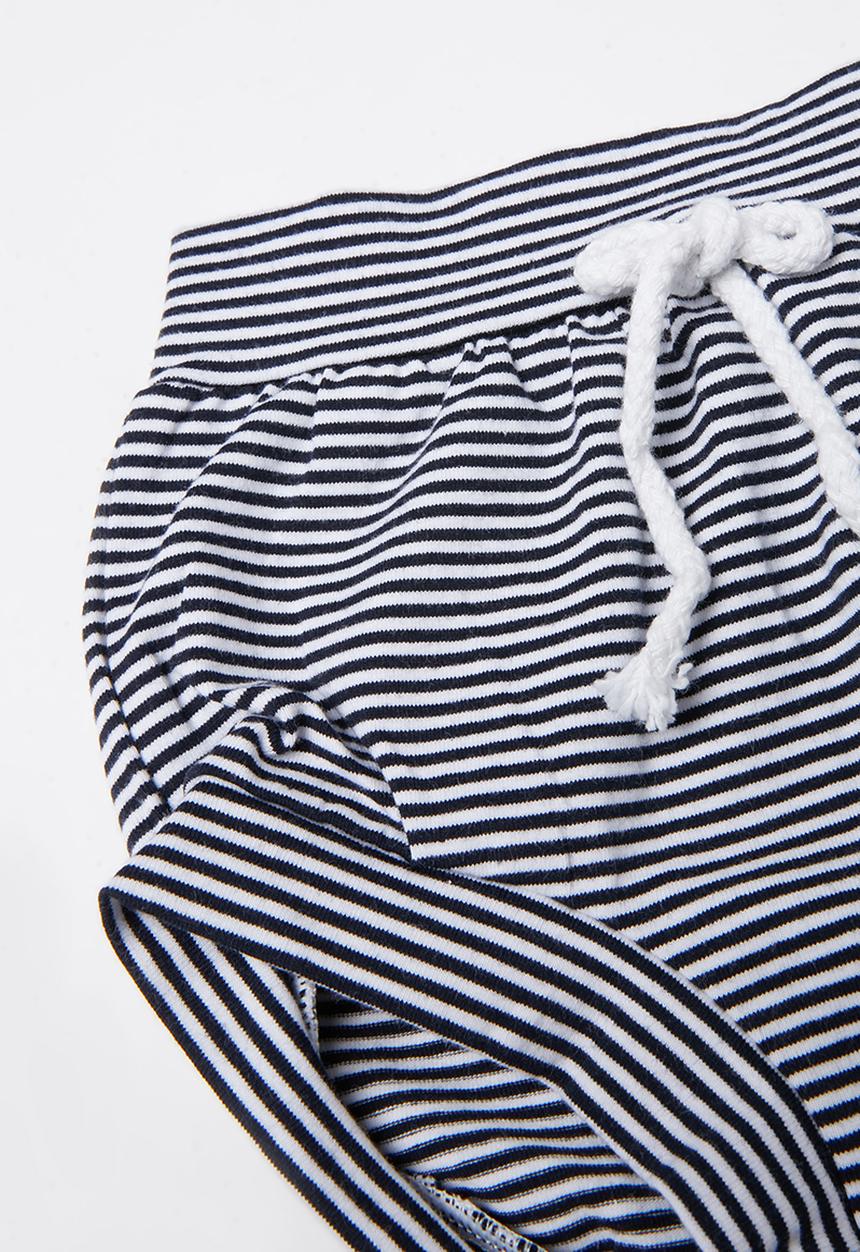 Baby Star - Ribbed tee & stripe shorts set - black & white