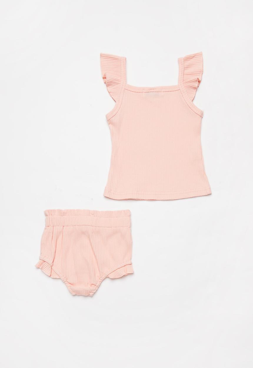 Baby Star - Girls 2 piece ruffle set - peach