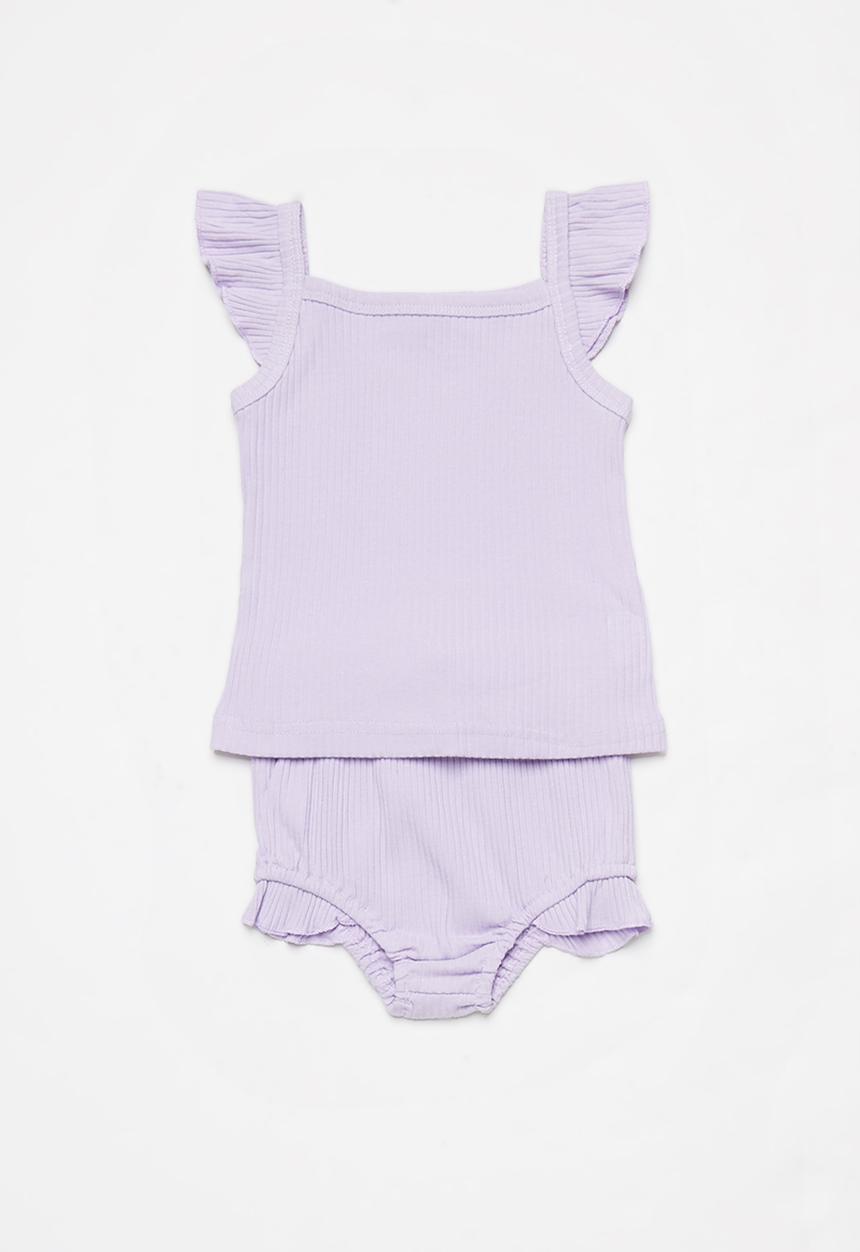 Baby Star - Girls 2 piece ruffle set - purple