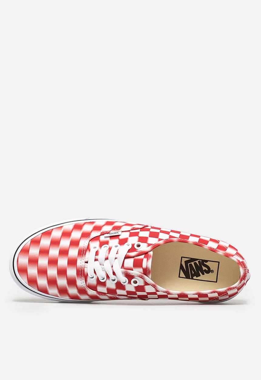 Vans - Authentic - (blur check) true white & red
