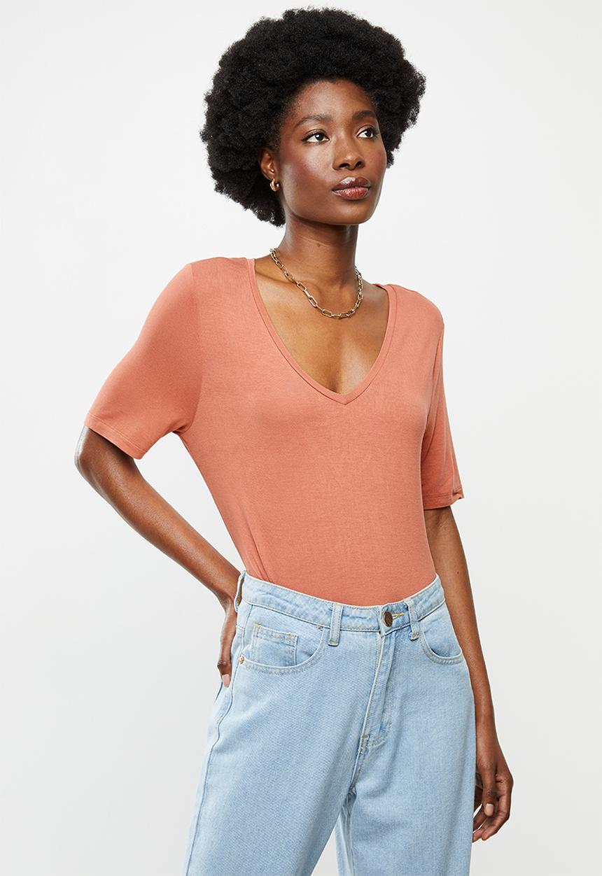 MANGO - Ribix T-shirt - rust