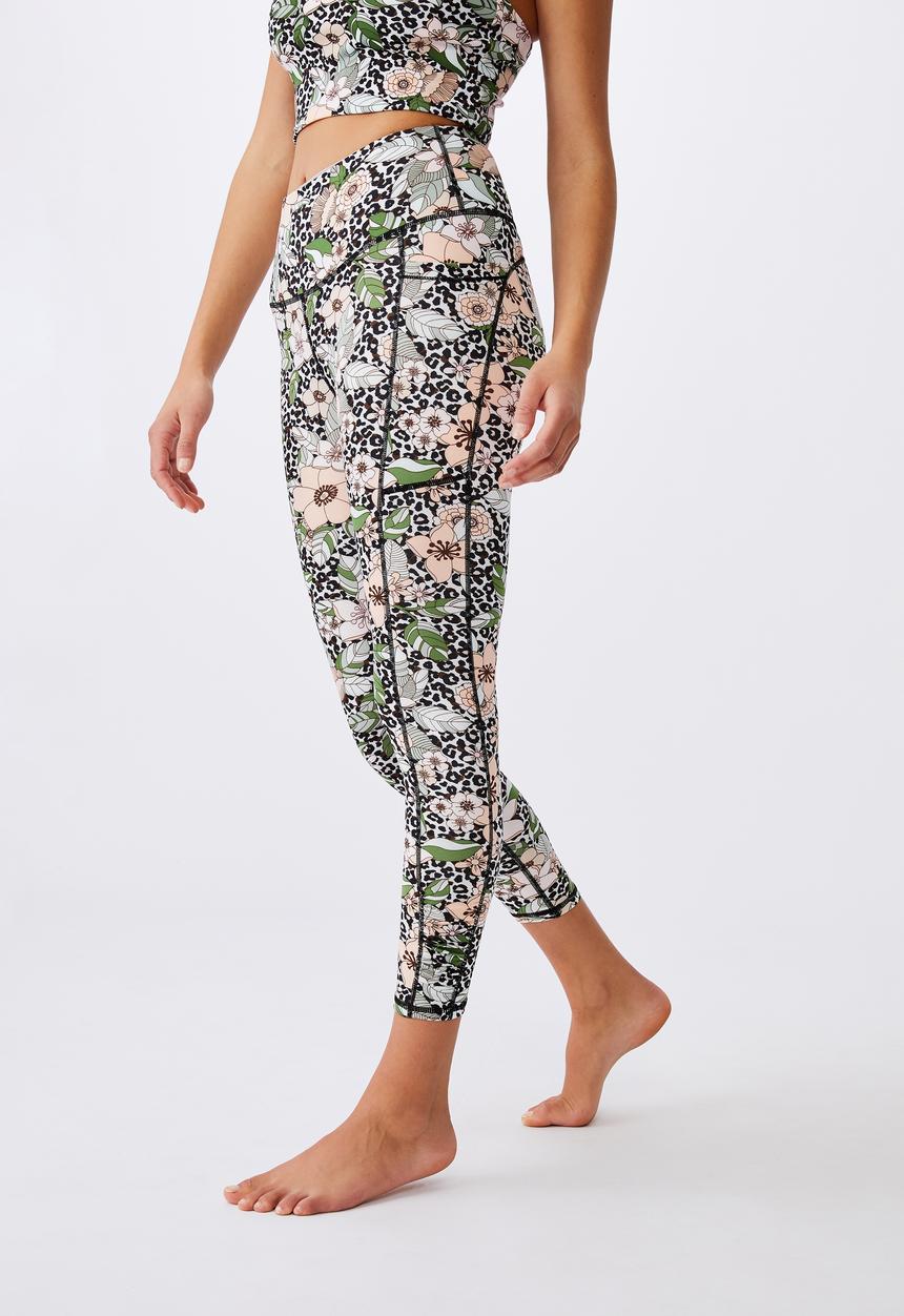 Cotton On - Love you a latte 7/8 active tight - tropical leopard