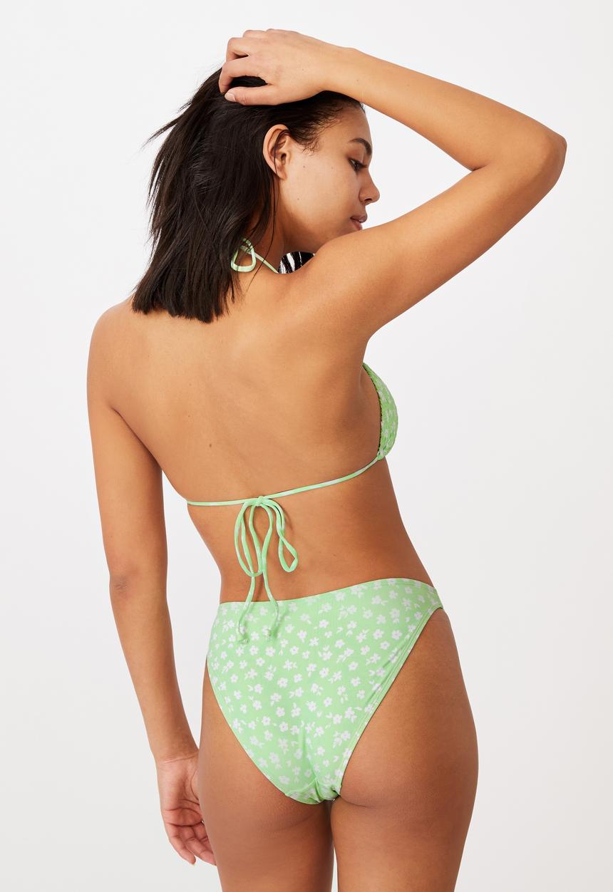 Cotton On - Slider triangle bikini top - mint daisy shirreed