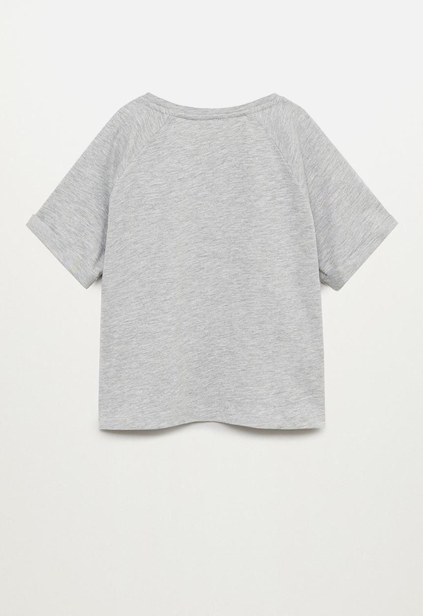 MANGO - Velvet short sleeve tee - grey