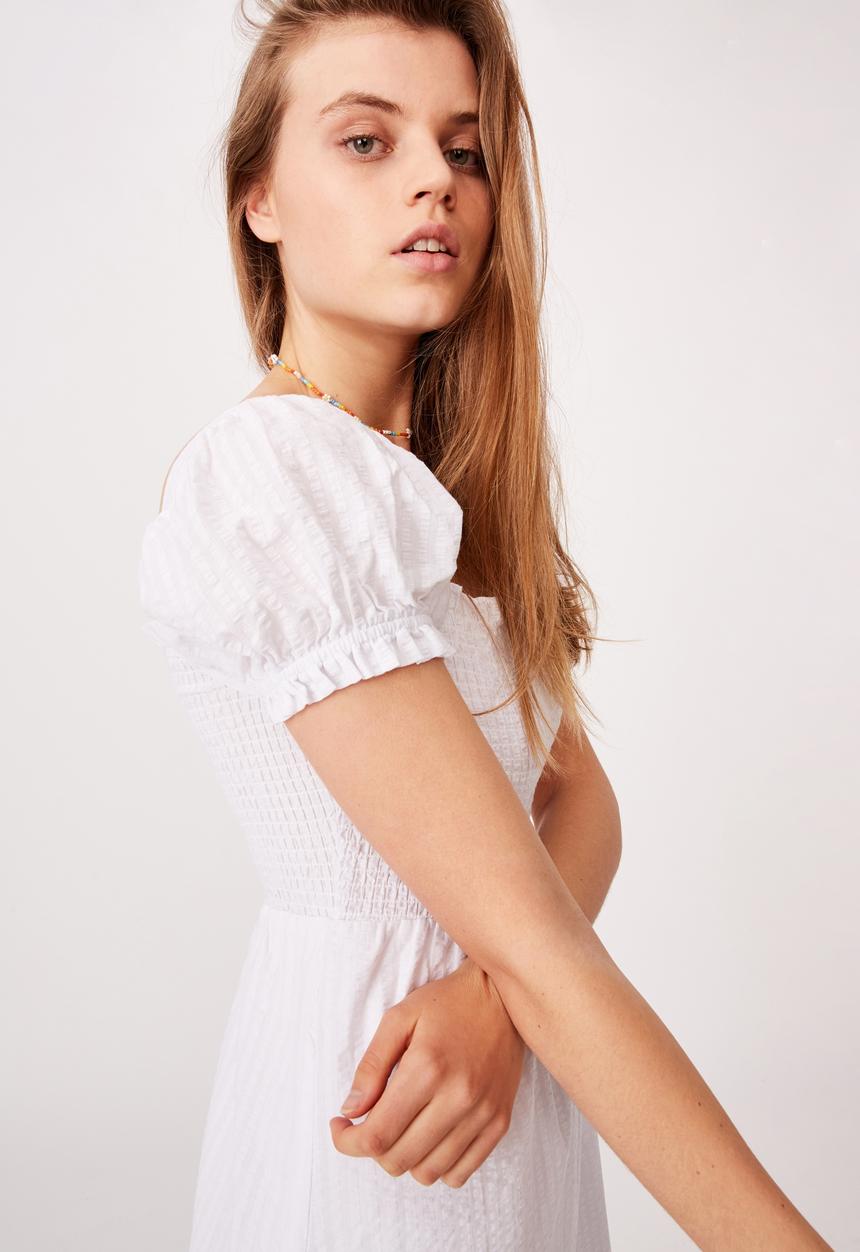 Cotton On - Woven louise shirred maxi dress - white gingham