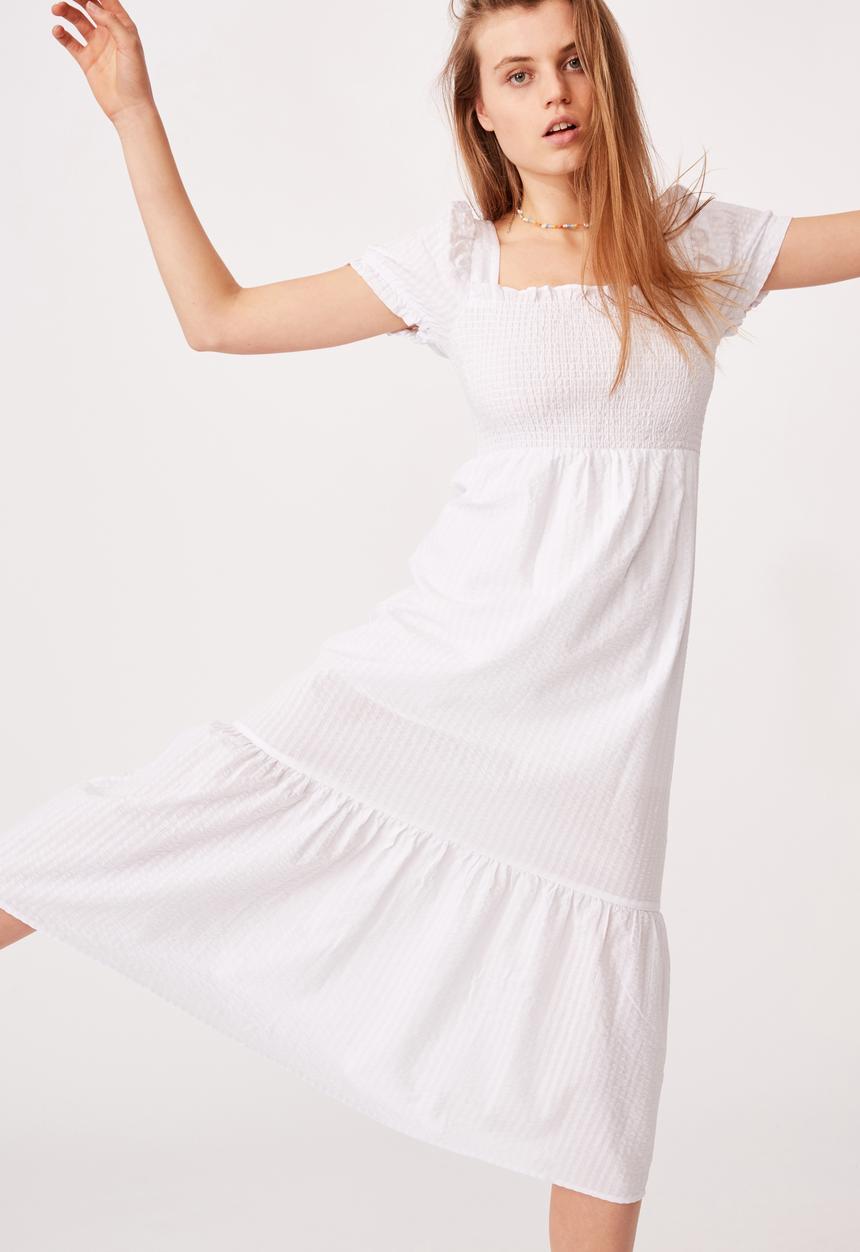 Cotton On - Woven louise shirred maxi dress - white gingham