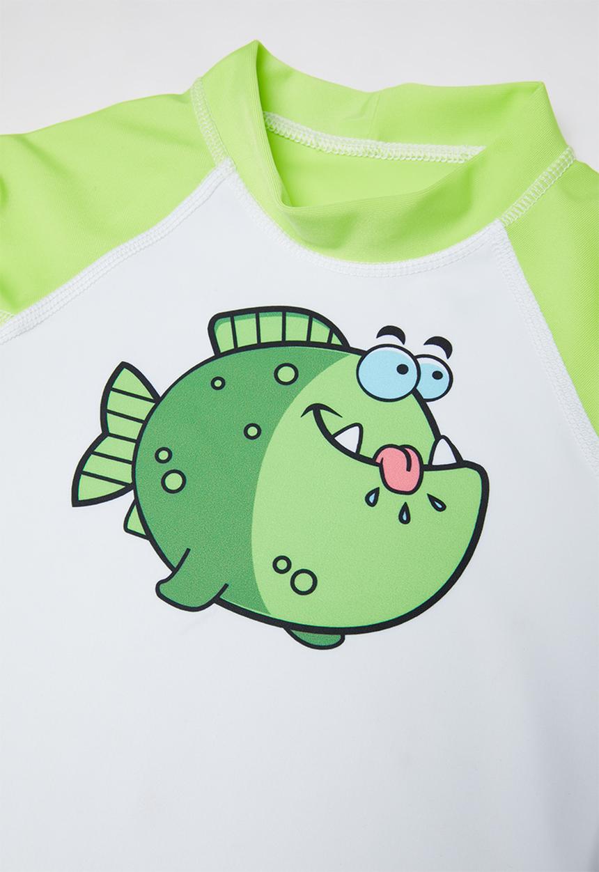 Pop Candy - Boys long sleeve rashvest - green & white