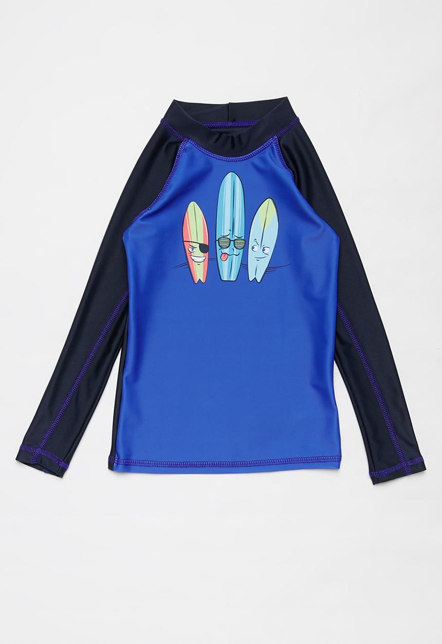 Pop Candy - Boys long sleeve rashvest - blue & black