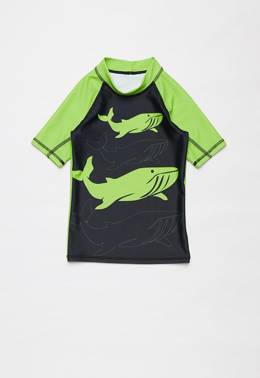 Pop Candy - Boys short sleeve rashvest - green & black
