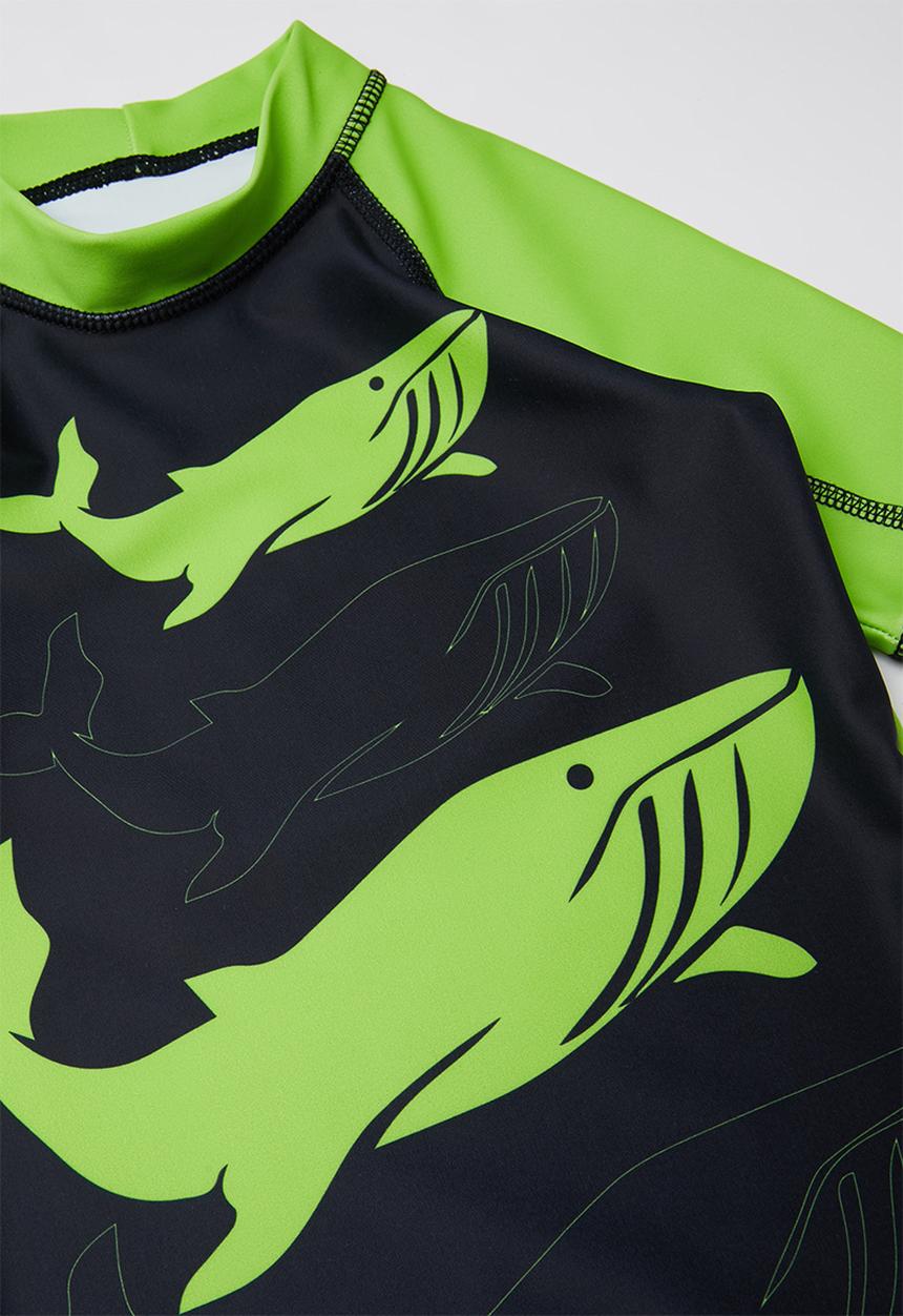 Pop Candy - Boys short sleeve rashvest - green & black
