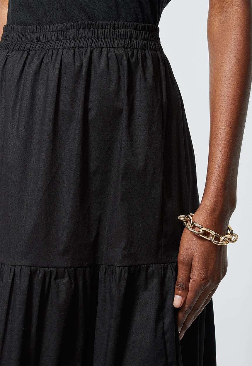 Superbalist - Poplin tiered midi skirt - black