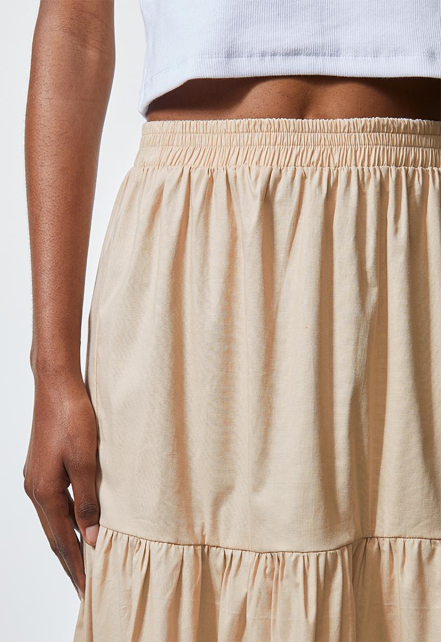 Superbalist - Poplin tiered midi skirt - beige