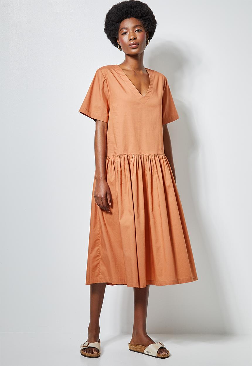 Superbalist - Dropped waist pocket detail midi - hazel