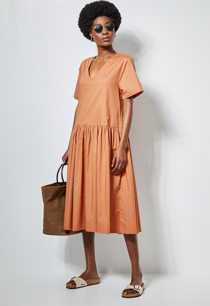 Superbalist - Dropped waist pocket detail midi - hazel