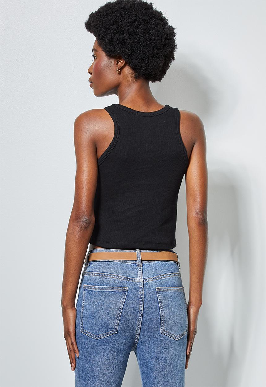 Superbalist - 2 Pack cropped rib vest - black & white