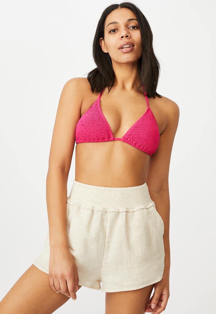 Cotton On - Shirred waist beach short - natural